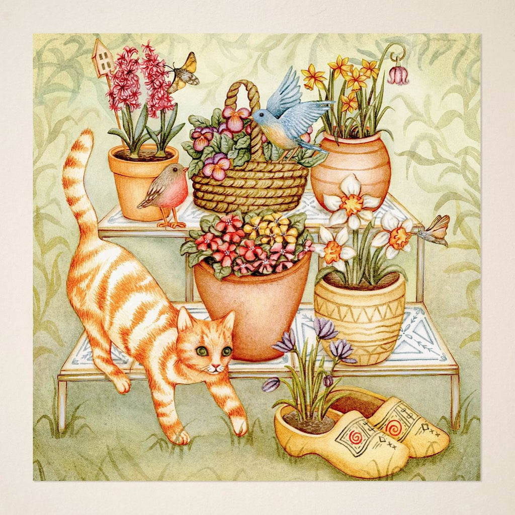 Carte postale ou de vœux - Un chat de jardin